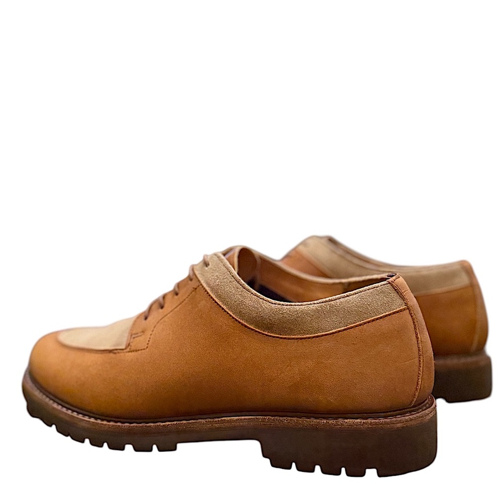 POLO RALPH LAUREN - BROWN TAN LEATHER TWO-TONE DERBY BOOTS - Picture 8 of 11